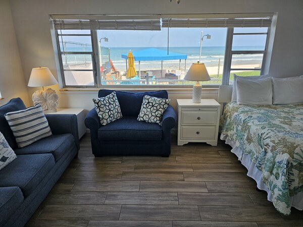 Room 29 living room looking east, view of beach